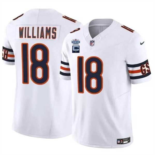 Men & Women & Youth Chicago Bears #18 Caleb Williams White 2024 F.U.S.E. With Draft Patch And 1-star C Patch Vapor Stitched Jersey